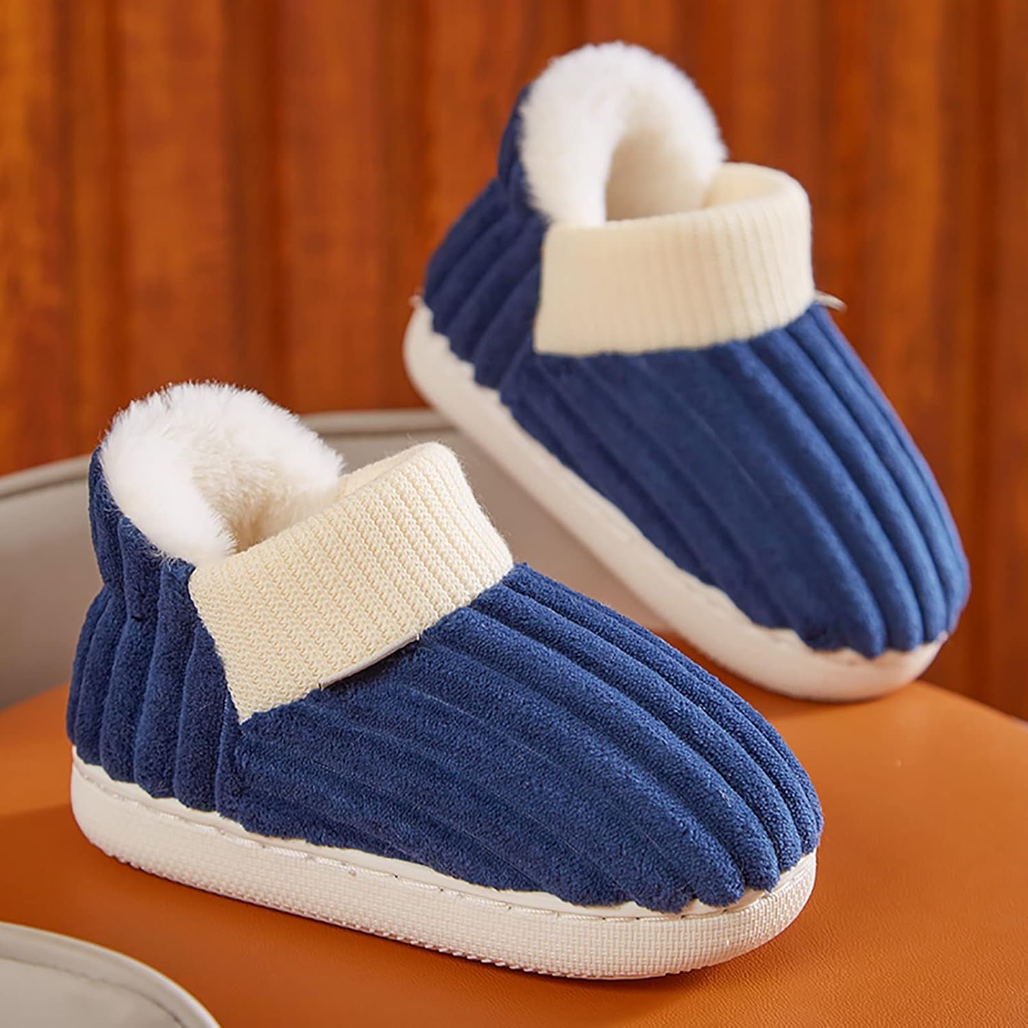 Kids Home Slippers Girls Boys Slippers Cotton Comfy House Slippers Bedroom Toddler Slippers Girl (Blue, 9-9.5 Years Big Kids)