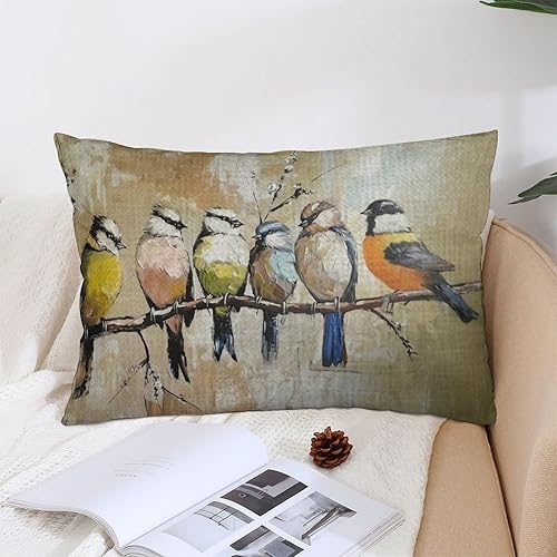 Miniatura 2 de Funda de cojín con inserto largo ovalado ITFRO (12 x 20 pulgadas), diseño de golondrinas con texto en inglés "What if i fall Oh, but my darling,