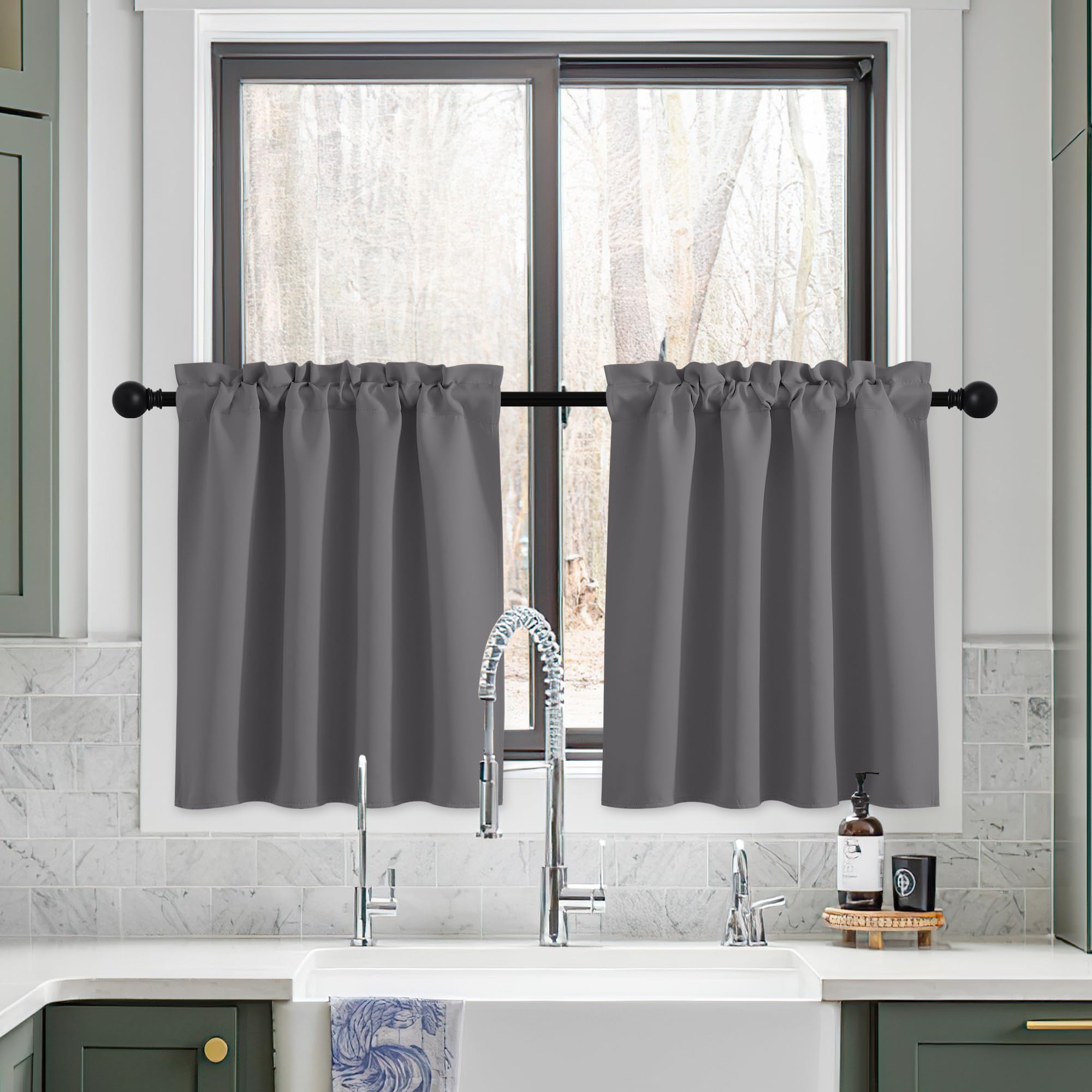 NICETOWN Blackout Curtains For Kitchen - Burnt Orange, 29x30 Inch, 2 Panels, Room Darkening Energy Saving Drapes