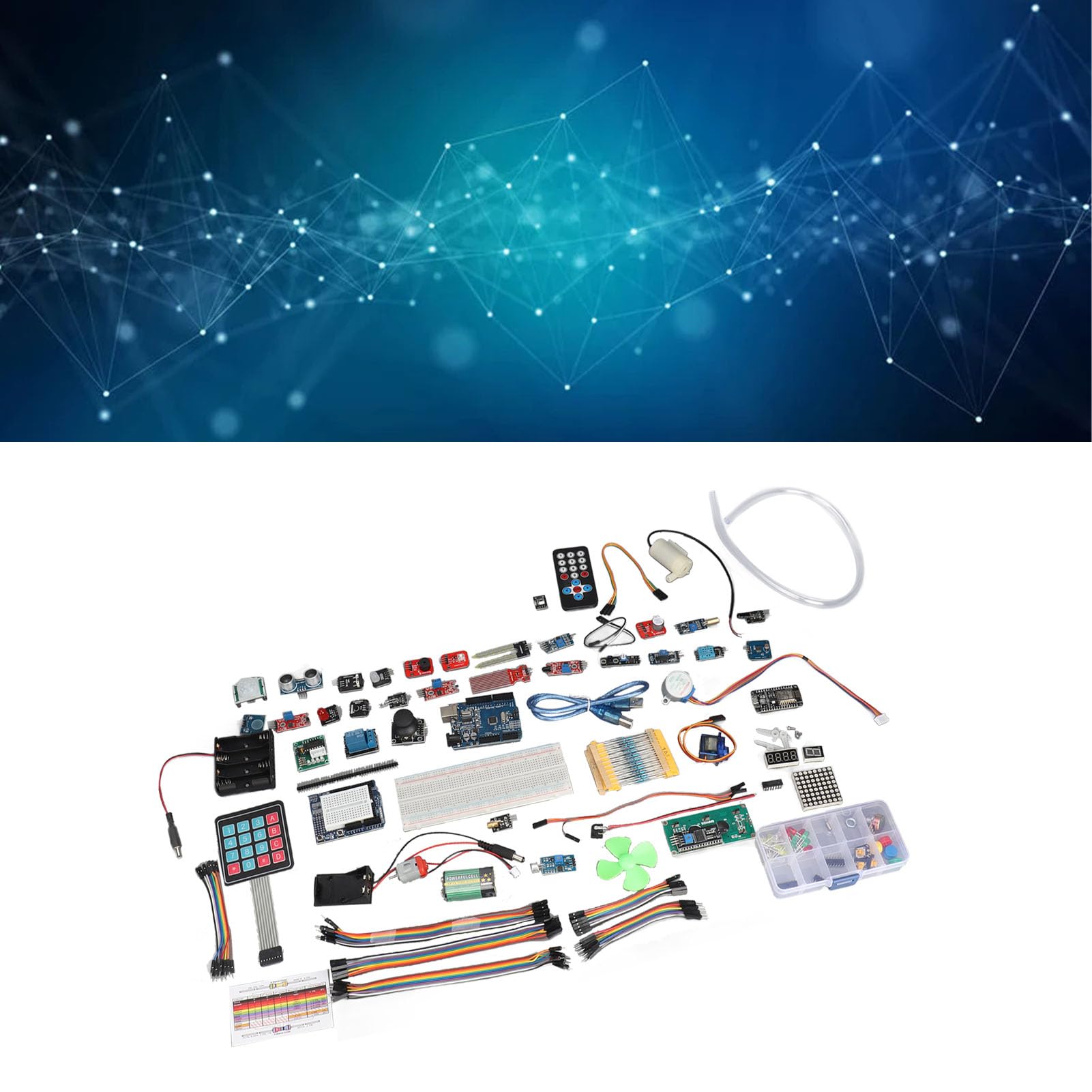 Kit Scheda di Sviluppo Starter Kit Sensore Scheda Madre ABS con Programmazione Scratch Set di Apprendimento IoT Portatile per Studenti Principianti e Creatori