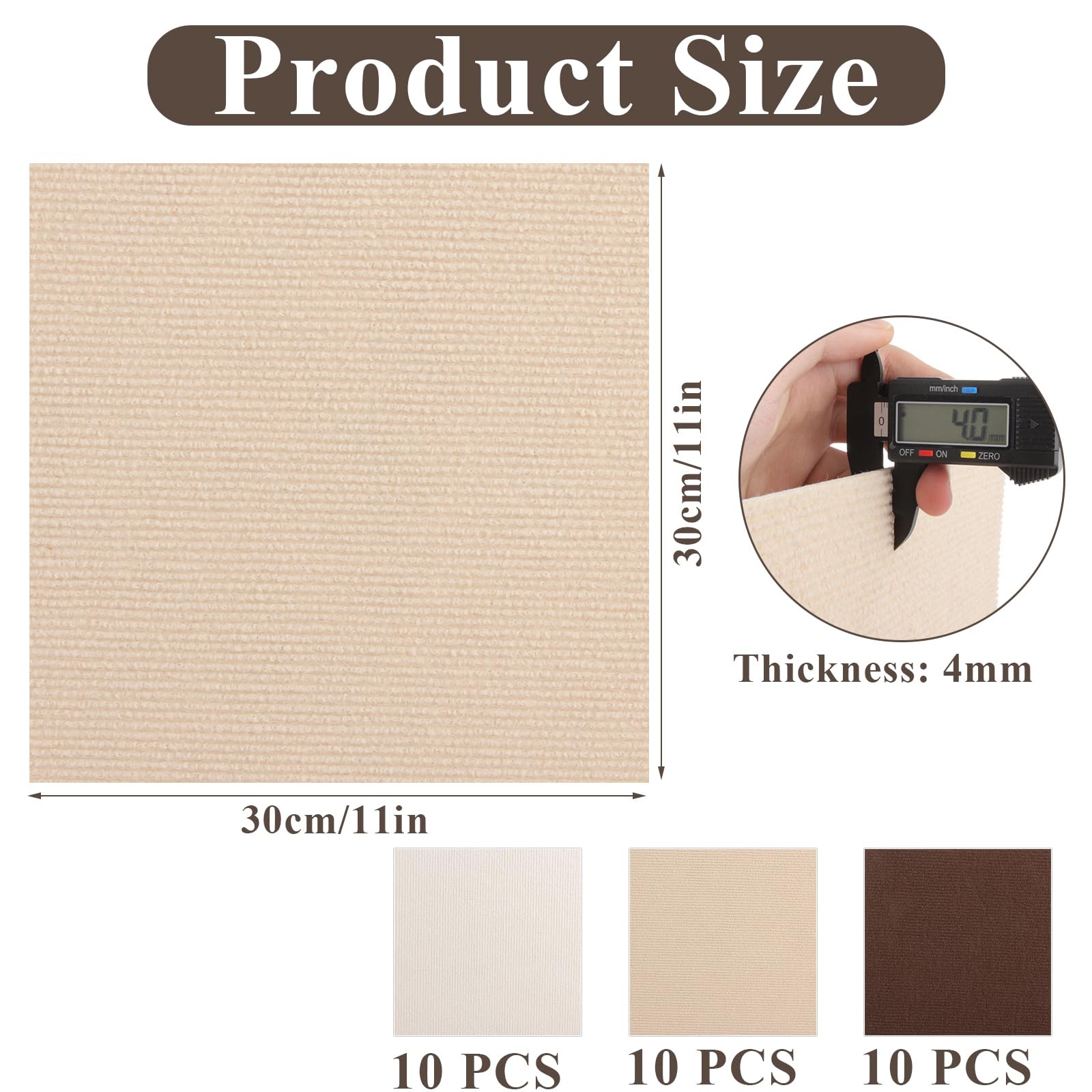 Selbstklebende Teppichfliesen, 30 Stück, 30 x 30 cm, rutschfeste Quadrate, Bodenbelag für Schlafzimmer, Wohnzimmer, Büro – 3 Farben zum Abdecken von Flecken