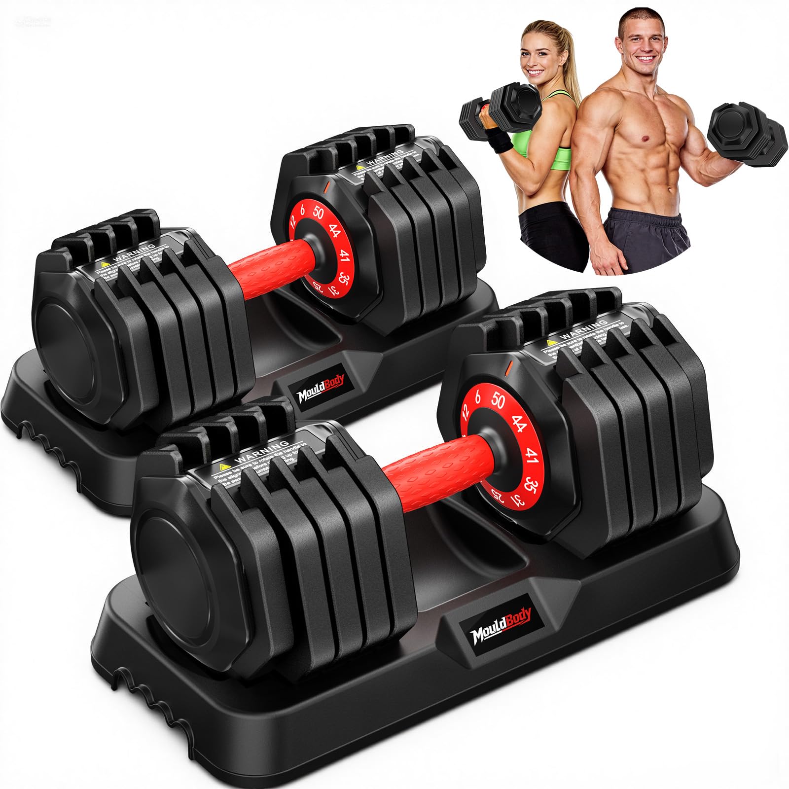 MouldBody Adjustable Dumbbell Set Pair 50 lb