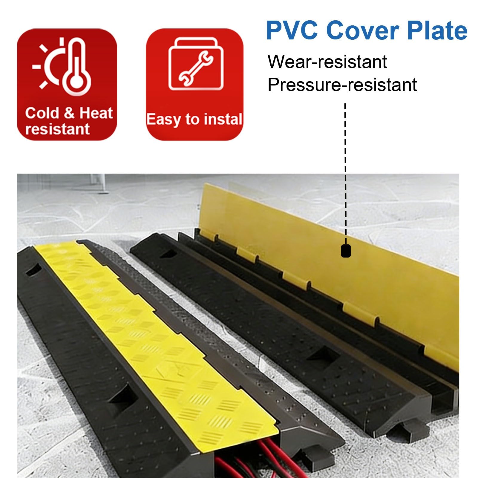 100 cm Goulotte Électrique Extérieur, 1 Canal Passe Câble, Haute Visibilité Passe Câble Bureau, pour Parkings, Routes, Écoles et Entrepôts