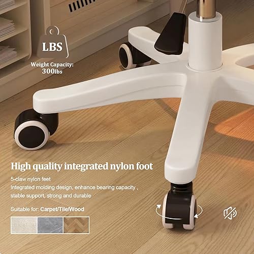 Miniatura 6 de Silla de escritorio pequeña, silla redonda con respaldo de piel sintética, altura ajustable, giratoria, taburete de trabajo, silla para el hogar,