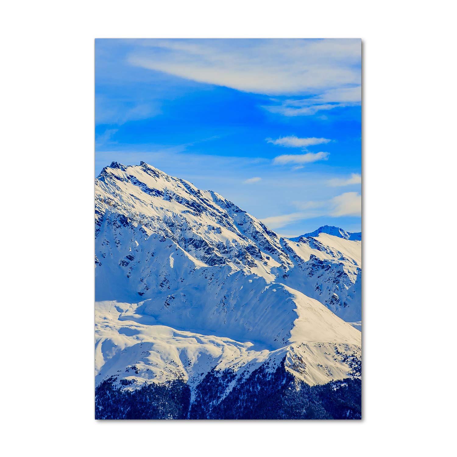Tableaux pour la mur en verre acrylique Tulup 70x100 cm design montagnes en hiver bleu