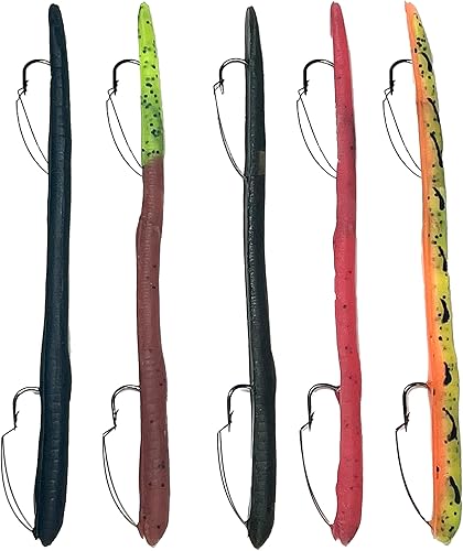 Delong Lures Weedless KILR Worms for Bass, Pike, and Anything in Between, Soft Plastic Bass Fishing Lures Baits Tackle