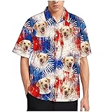 4th of July Hawaiian Shirt, Custom Photo Hawaiian Shirt for Men Women, Customized Tee with Face, Party Summer Gift, Button Up Shirts, Travel Clothing S2