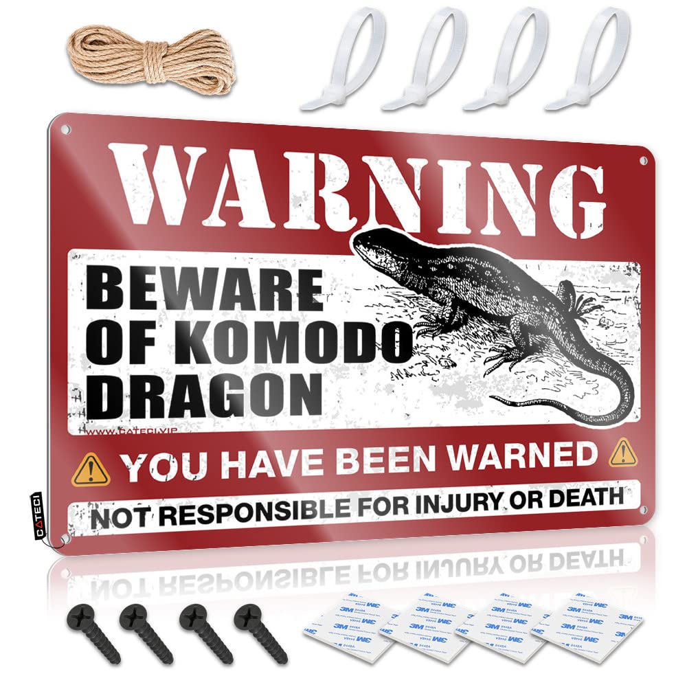 STWNVOITV Beer Decor Beware Of Komodo Dragon Tin Sign Bedroom Door Decorations Garage Signs Funny(30X40CM)