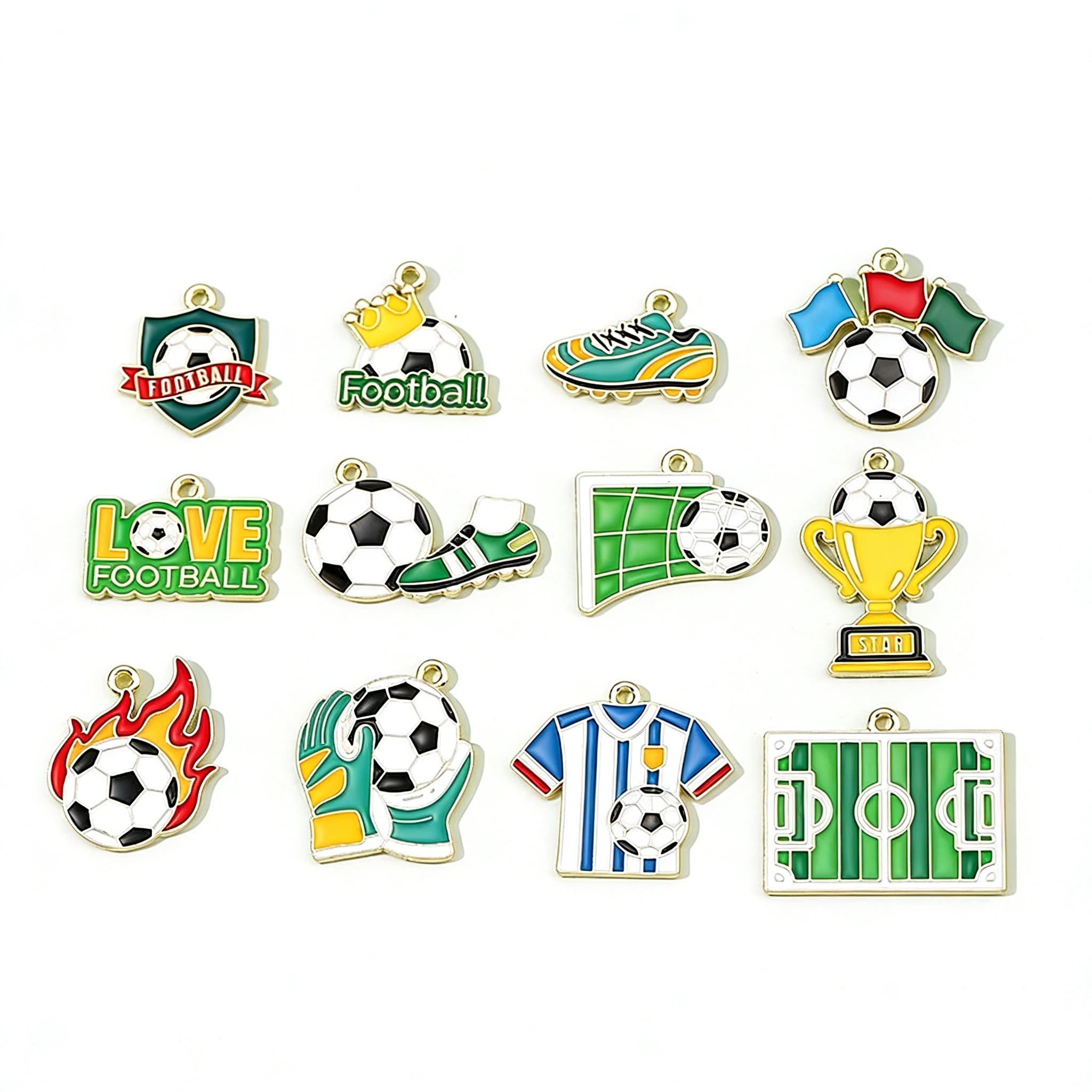 Leislam 24Pcs Football Charms, No Key Rings, 2026 World Cup Soccer Pendants, DIY Jewelry Making Supplies, Sports Fan Craft Findings, Backpack Ornament & Party Favor Accessories