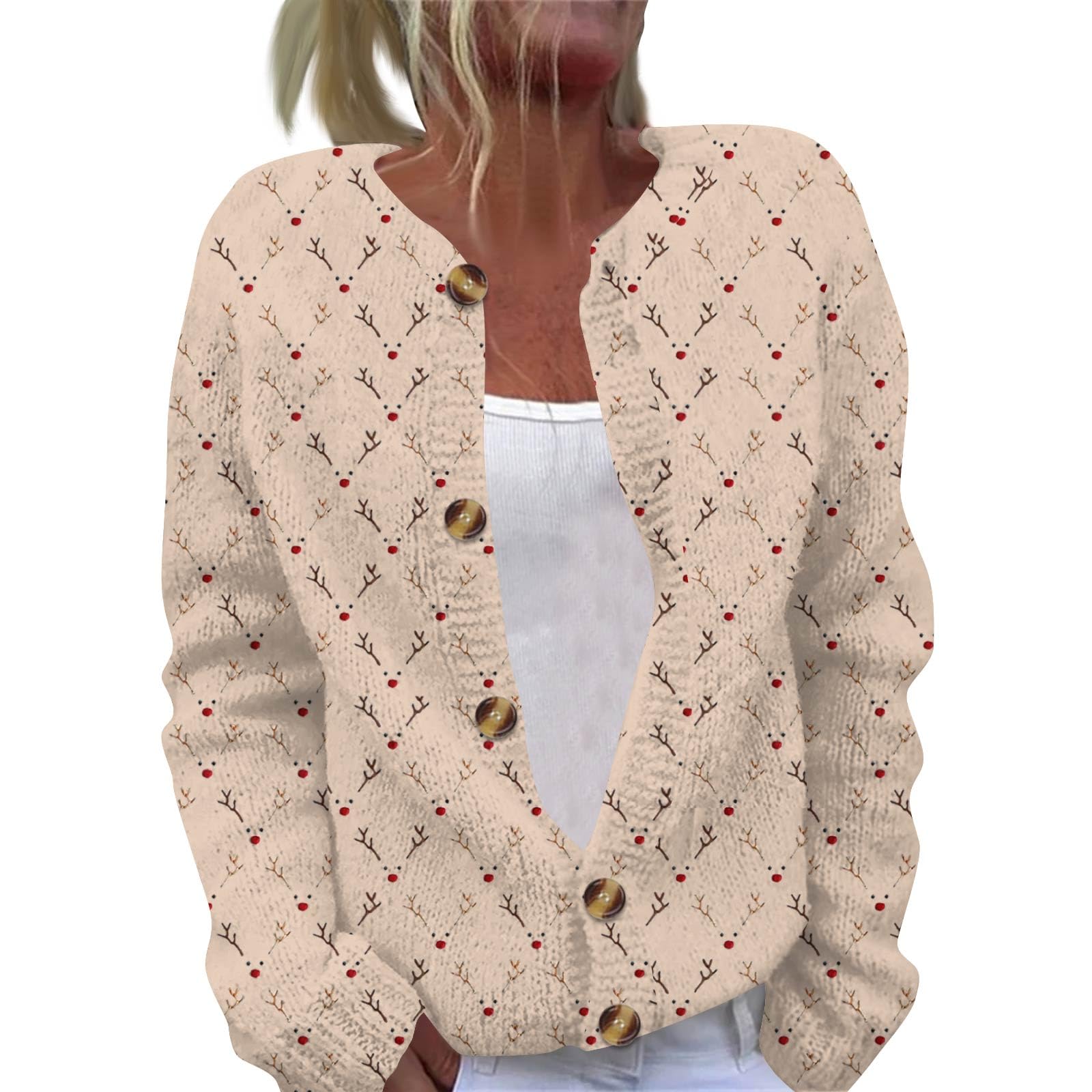 hamovessi Christmas Sweaters for Women Plus Size Button up Cardigan Sweaters Cozy Y2k Cable Knit Sweater Coats Winter