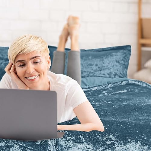 Miniatura 4 de Comfort Spaces Juliette Luxe - Juego de edredón de terciopelo exuberante con reverso de microfibra cepillada suave, juego de ropa de cama de