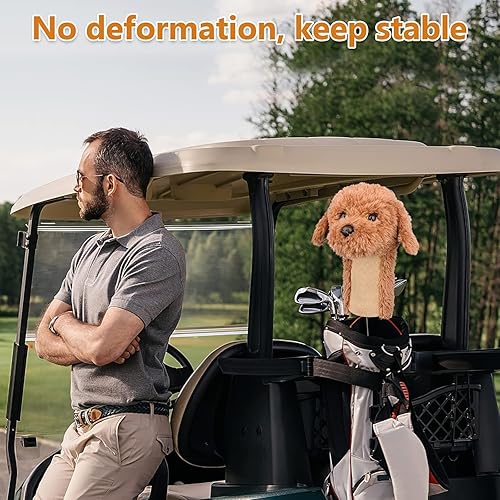 Miniatura 4 de Bozily Fundas de golf, fundas para la cabeza de garabato, fundas para cabeza de palo de golf para perros y garabatos dorados, adorable y suave
