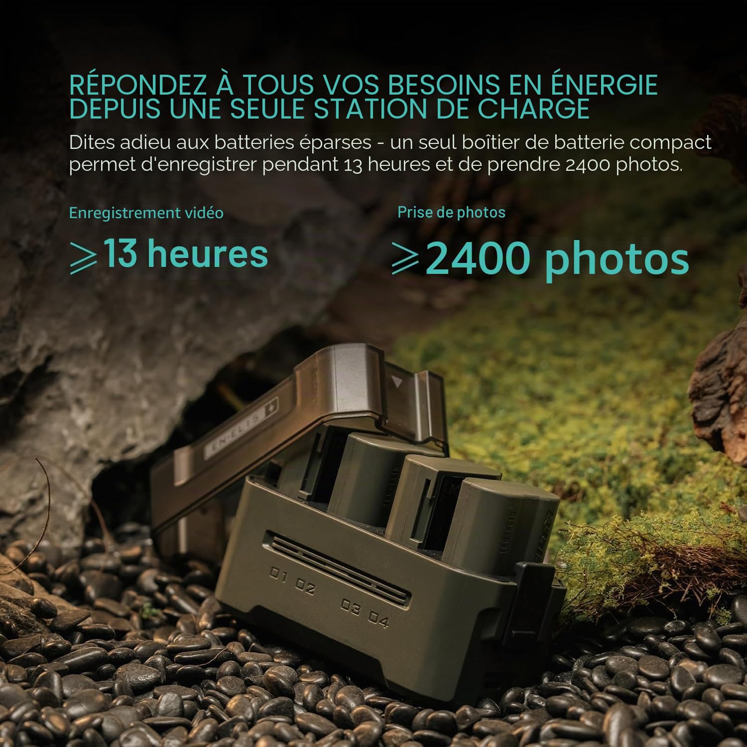 Ensemble de Batteries et Chargeur EN-EL15C, 2 Batteries 2400 mAh et Chargeur Rapide USB-C PD 45W à Quatre canaux, Compatible avec Nikon ZR, Z8, Zf, Z7, Z6, Z5, D850, D810, D750, D610,TBC-EL15C-A-GN