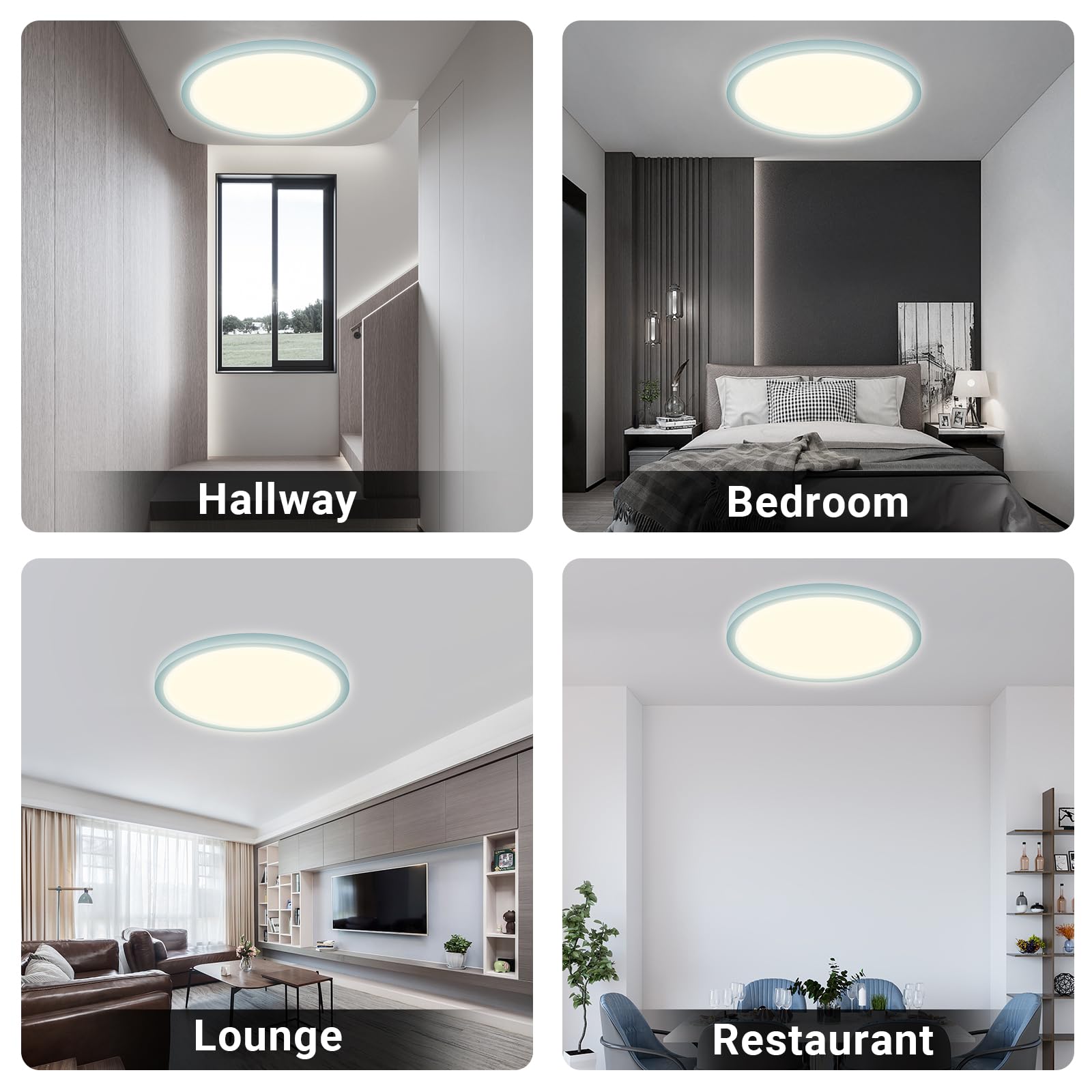 LQWELL® Lampa Sufitowa LED, Wodoodporna Lampa Łazienkowa IP44 Okrągła Płaska 23W 4000K 2600lm Cienka Do Salonu Łazienka Sypialnia Kuchnia Piwnica Biuro, 300 * 25mm