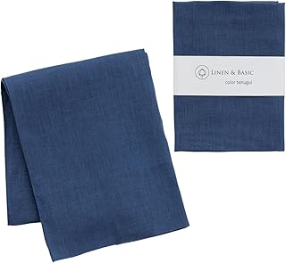 LINEN & BASIC カラー手ぬぐい リネン 日本製 無地 35×90㎝ ネイビー 麻 タオル 手拭き 夏 ギフト