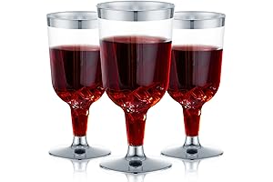 N9R 30-Pack Disposable Silver Wine Glasses with Stem for Party or Wedding