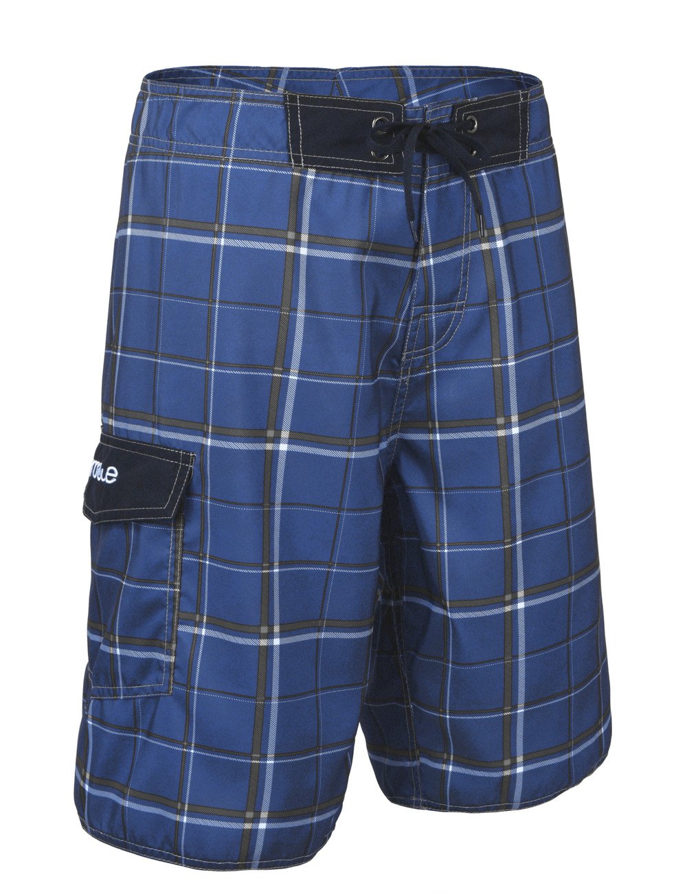 Nonwe Men's Beachwear Board Shorts Quick Dry Plaid Pattern Sky Blue 34