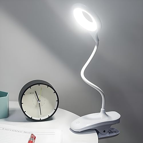 Miniatura 5 de Lámpara de escritorio con clip, luz de lectura portátil, recargable, mini lámpara de clip, luces esenciales de clip para dormitorio, montaje en