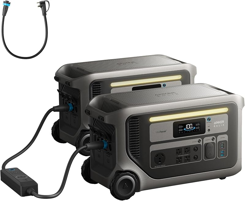 F3000 Portable Power Station and Double-Voltage Hub, 3,072Wh | 3,072Wh LiFePO4 Battery, Expandable to 24kWh, 6,000W Fast Recharging, Solar Generator for Outdoor, RVs, and Emergencies