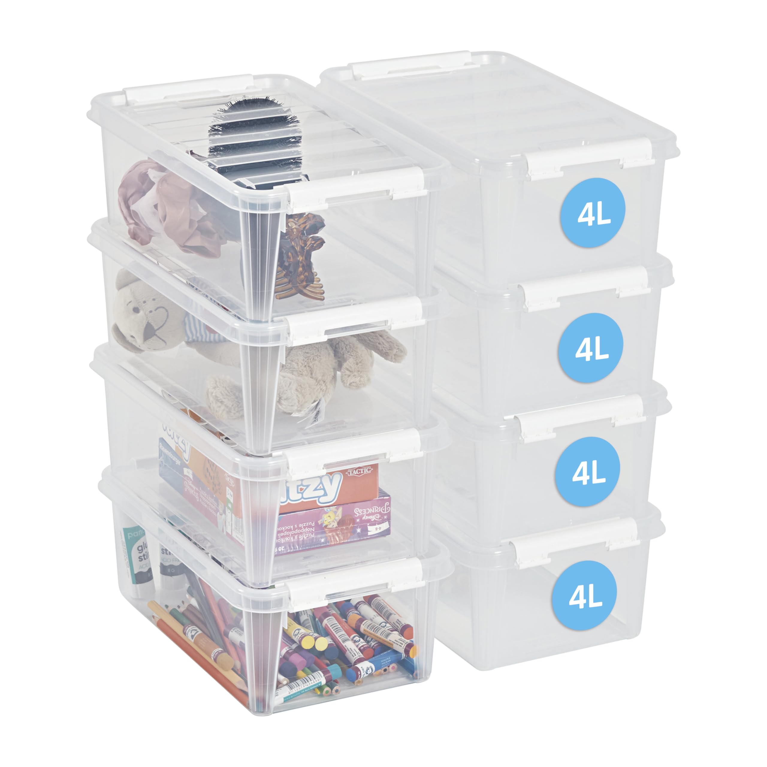 8x Plastic Storage Box with Lid 4L (30x19x11cm) |Plastic Storage Drawers with Lid|Food-Safe Material|Kitchen & Organisation|BPA-Free|Durable Container for Home & Office|10-Year Warranty
