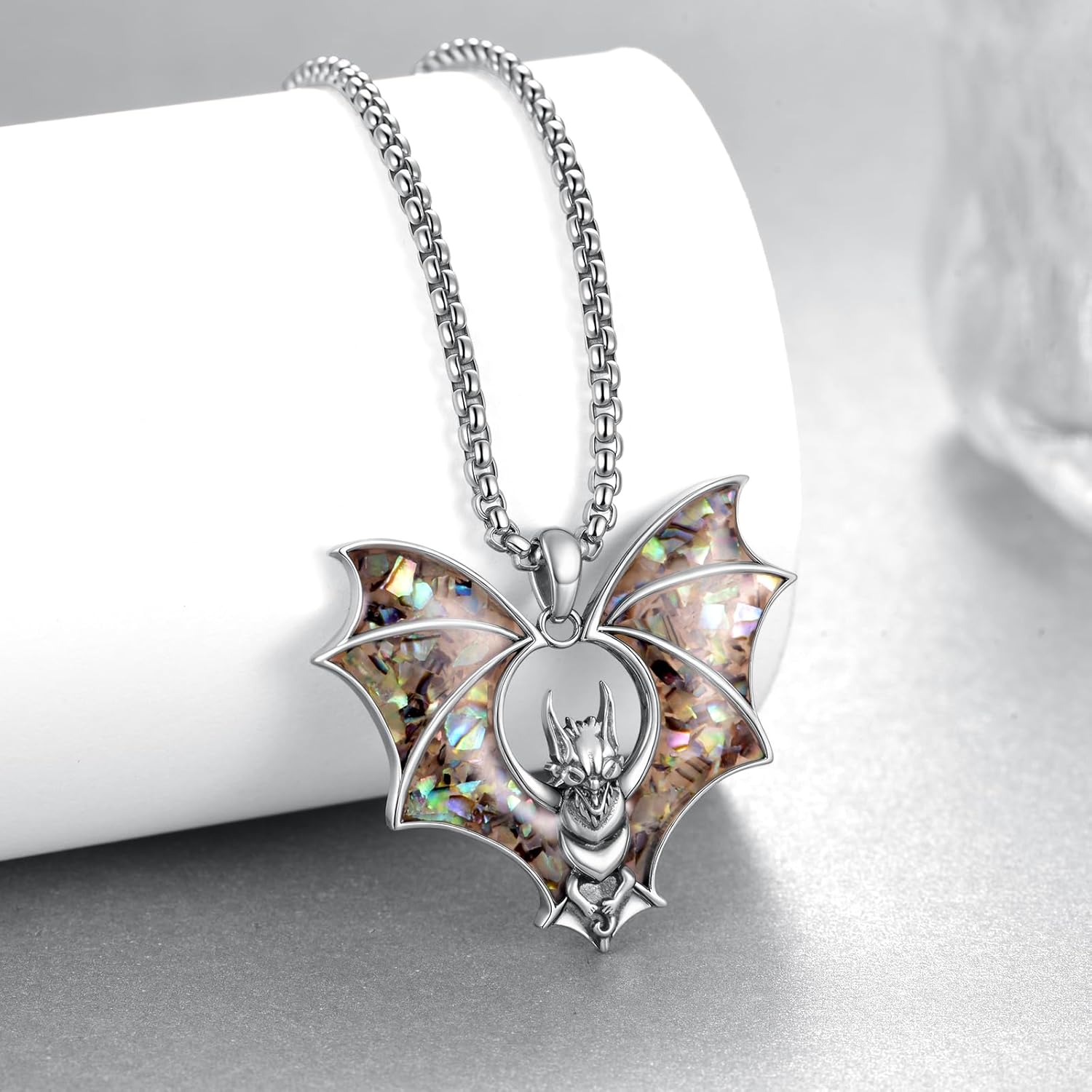 Bat Necklace 925 Sterling Silver Halloween Necklace Gothic Jewelry Gifts for Men - Image 3