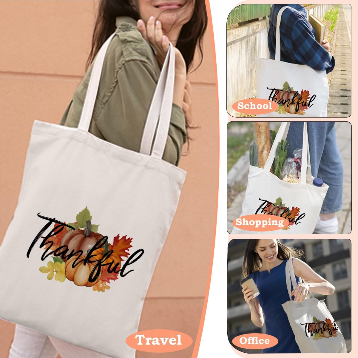 Aesthetic Seasonal Tote Bags for Women Mother's Day Spring Fall Halloween Thanksgiving - Image 5