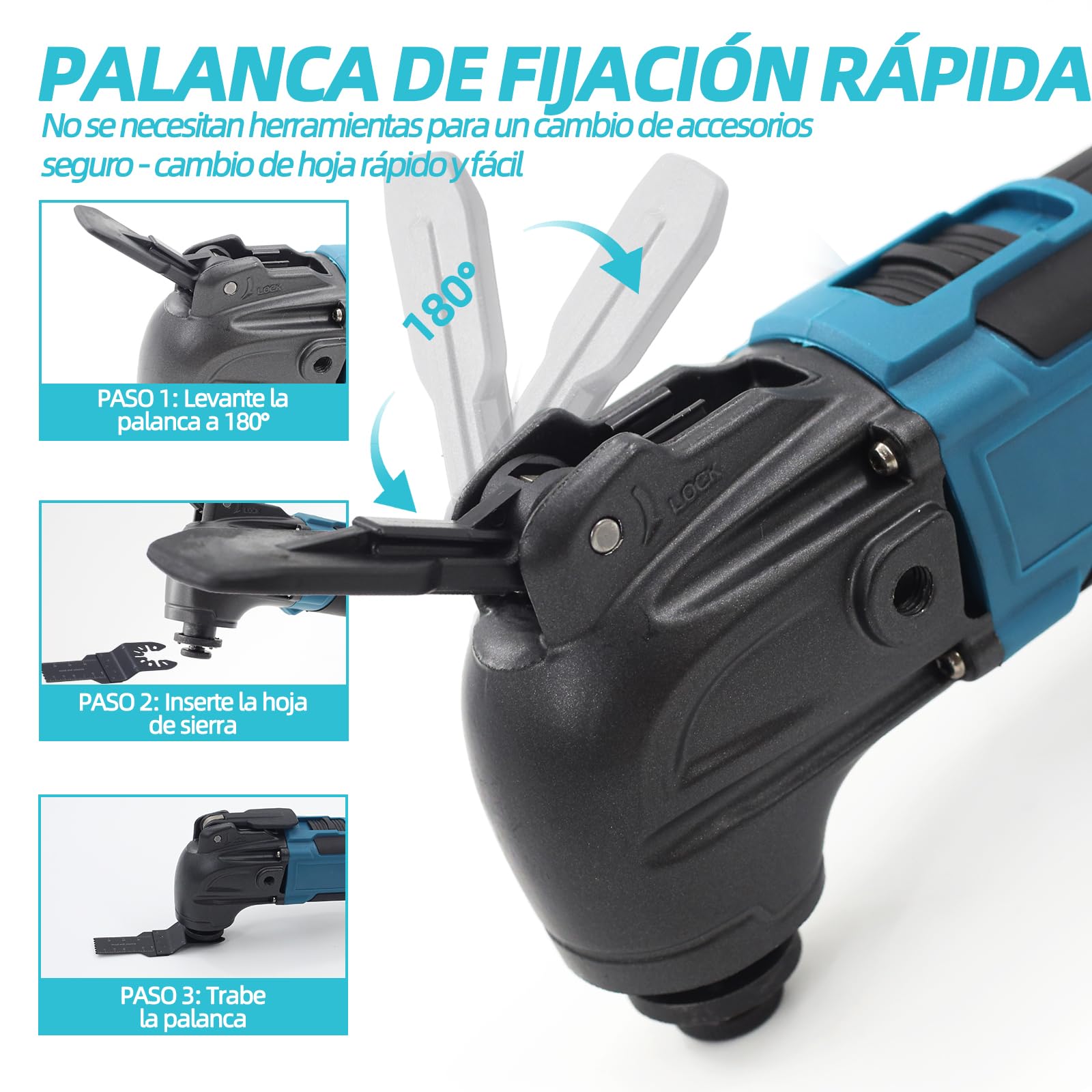 Multiherramienta inalámbrica compatible con Makita 18 V, herramienta oscilante de 6 velocidades con motor sin escobillas, lijadora y raspador, herramienta multifunción - Batería no incluida