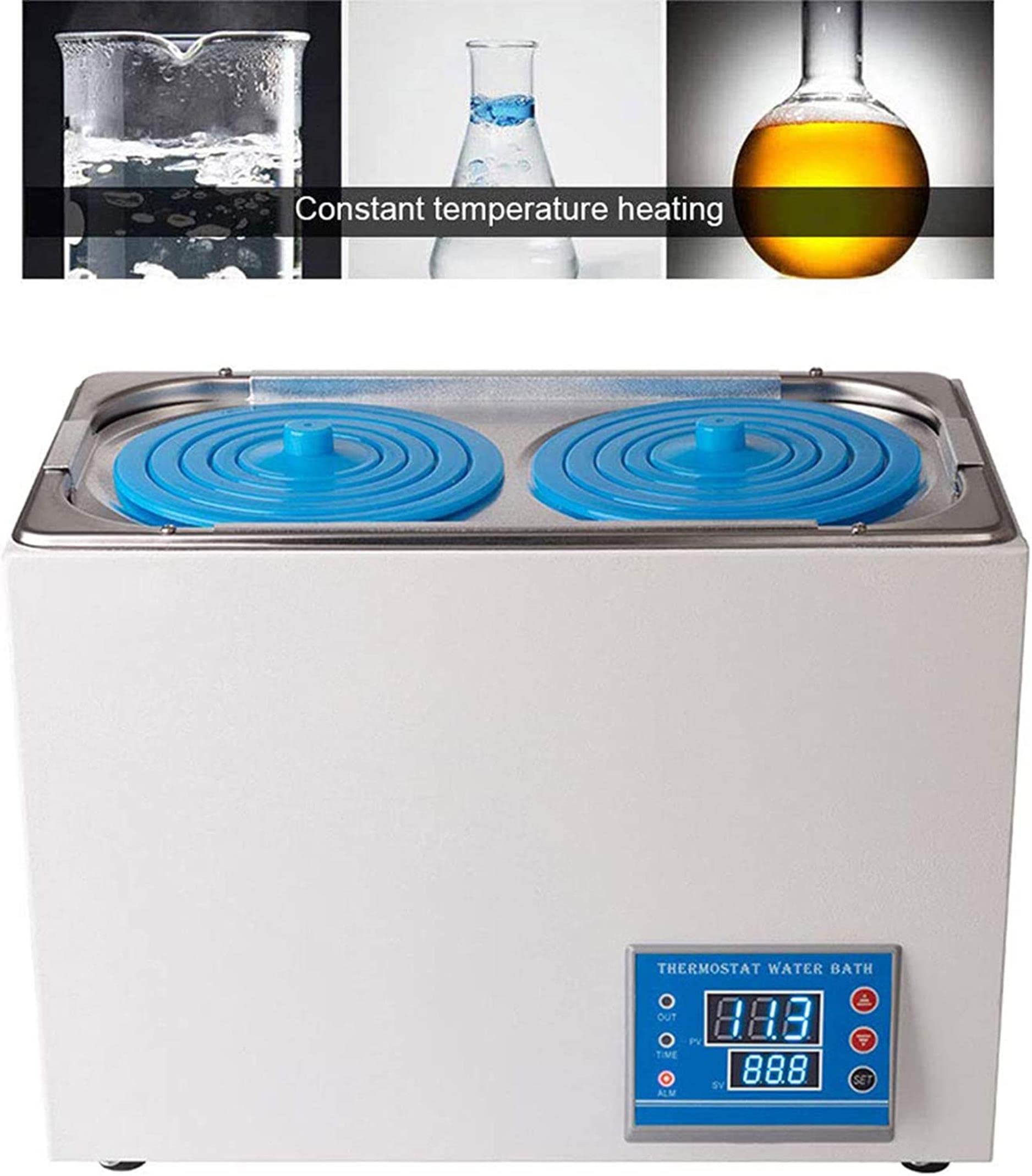 Baño María termostático Digital, habitación 1/2 hidromasaje eléctrico Digital, Pantalla Digital 220 V 50 Hz Baño de Temperatura Constante, Apto para Laboratorio, Acero Inoxidable