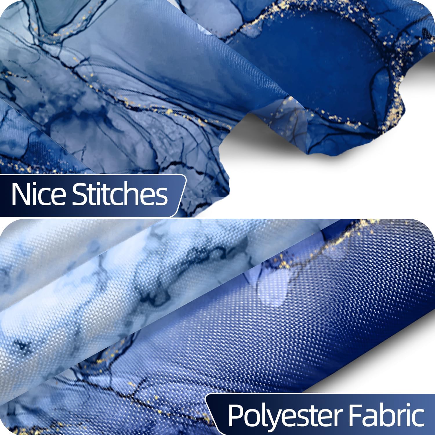 Navy Blue Shower Curtain, Abstract Marble Shower Curtain for Bathroom Waterproof Fabric Shower Curtain Set with Hooks 72x78 inches