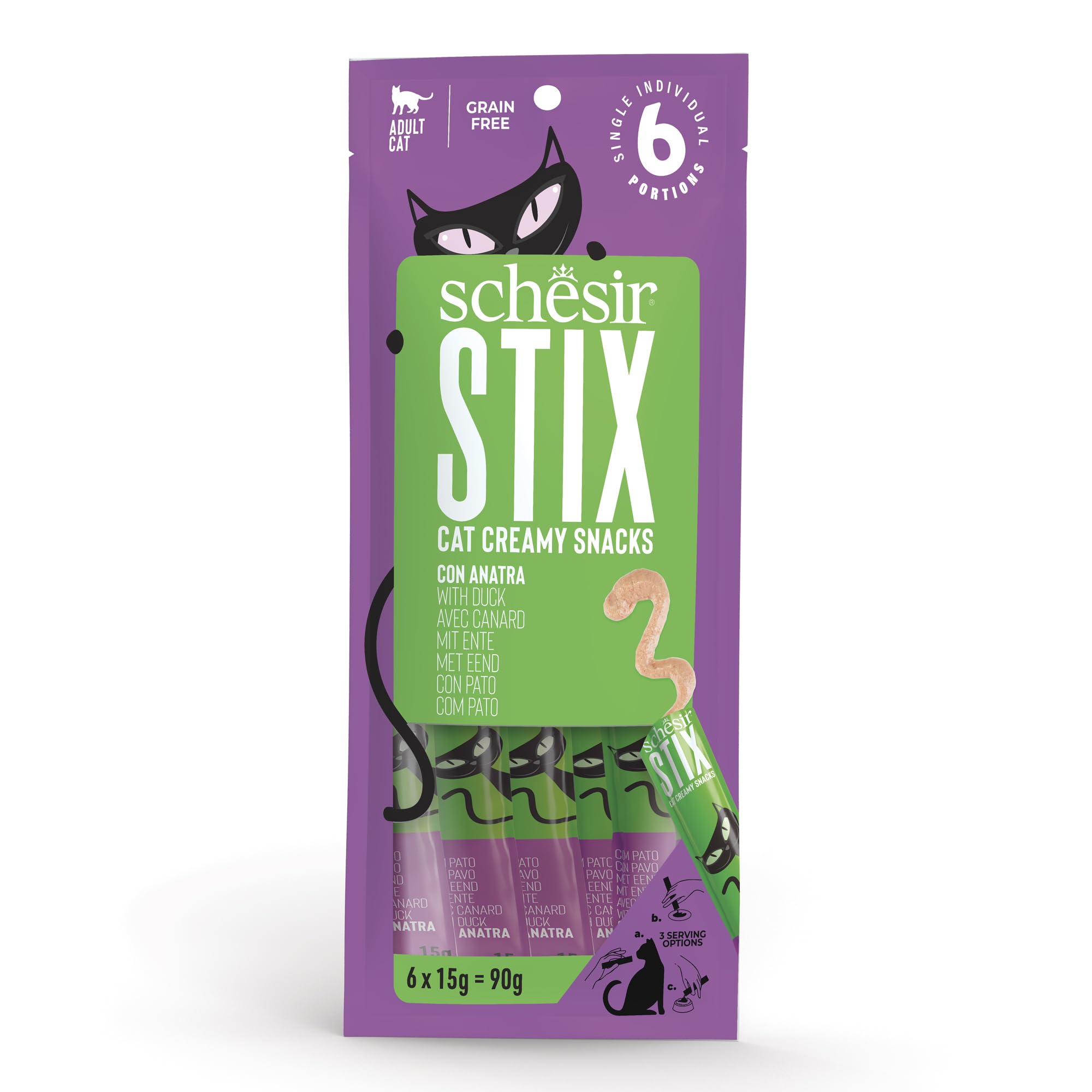 Schesir Stix Creamy Duck Treats For Adult Cats - X 15G Grain Size 6