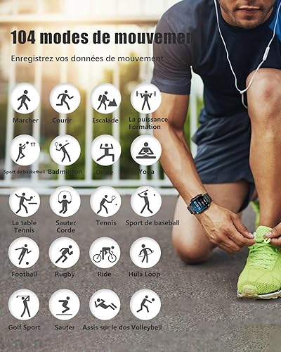 Miniatura 5 de Relojes inteligentes militares para hombres, carcasa de metal completo, reloj táctico resistente al aire libre, 104 modos deportivos iOS Android,