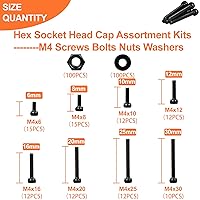 Vista 2 de 300 piezas Juego de Tornillos M4, Juego Premium de Tornillos M4 con Cabeza Hexagonal y Soporte con Tuercas y Arandelas, M4 x 6mm /8mm /10mm /12mm