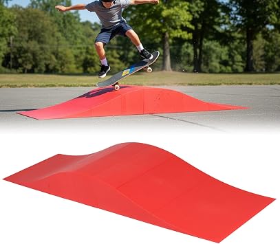 Spliced Skate Ramp for Scooters BMX Bikes and RC Cars, 70inch Length Spliced Skateboard Ramp, 330 lbs Load Capacity Modular Wave-Style Ramps-Red