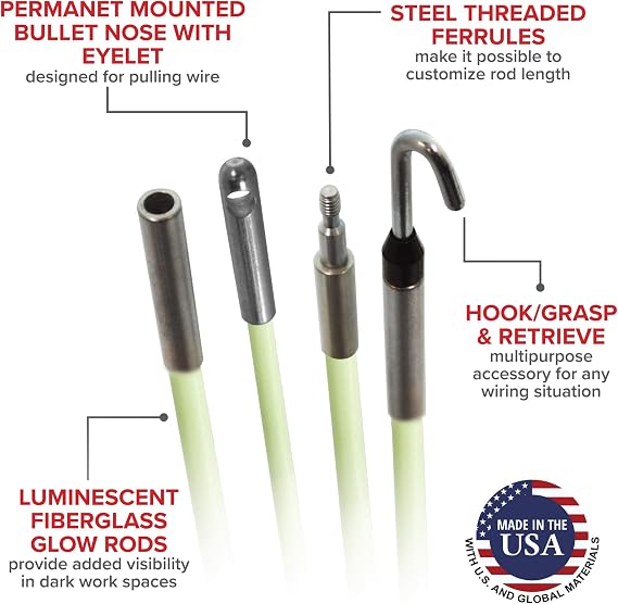 Jameson 7SS-36T Fiberglass Glow Rod Kit, 18'