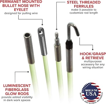 Jameson 7SS-36T Fiberglass Glow Rod Kit, 18'