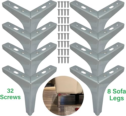 Miniatura 2 de Patas de metal para muebles, patas de sofá para armario, cama, silla, mesita de noche, soporte de TV, moderno juego de 8 patas de sofá de repuesto,