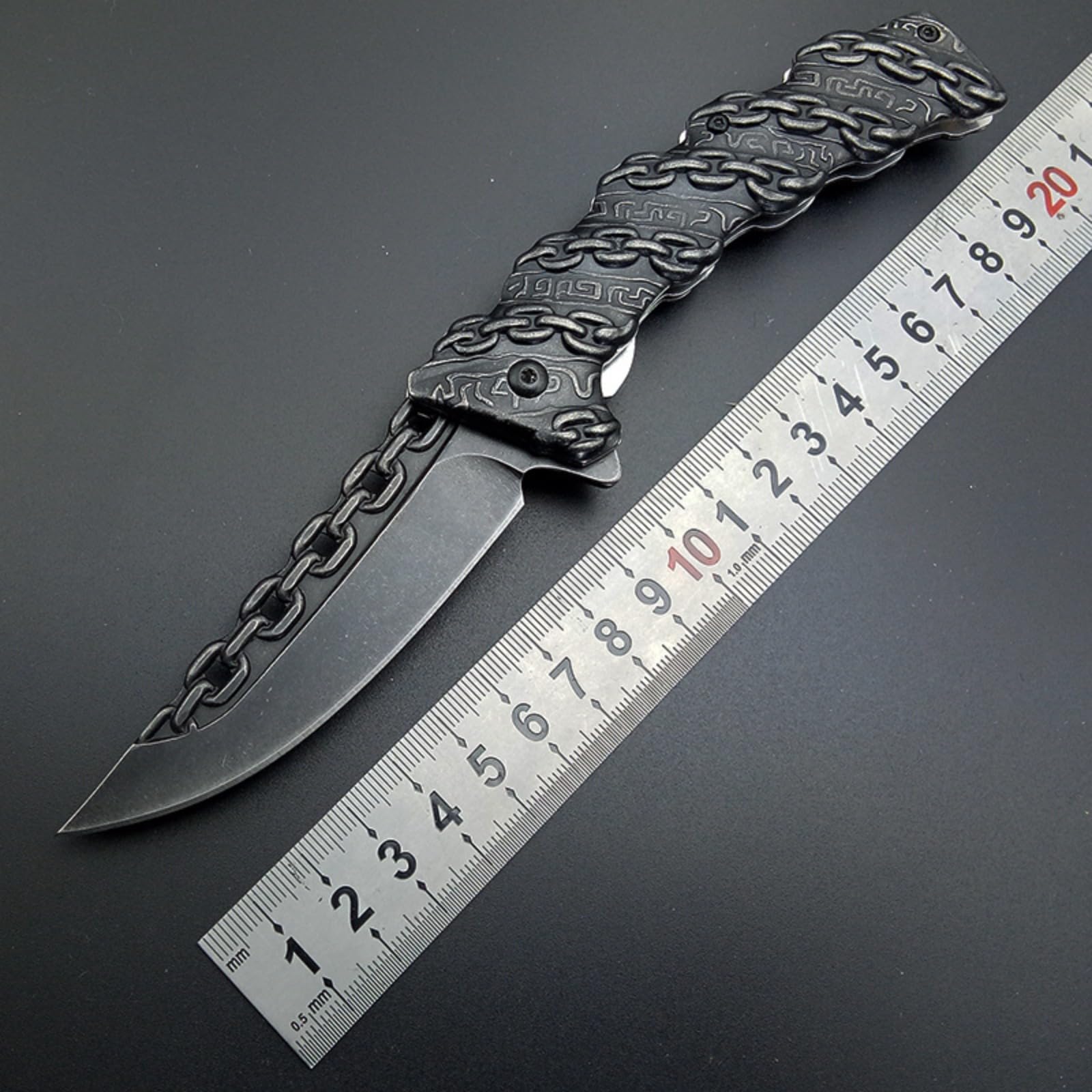 WILD TACTICAL Hardness Steel Knife Chain Engraved Survival Fold Knife Collection 3D Stonewash Folding Knife Pocket EDC Tools Outdoor Utility Knife Gift Knife for Man Woman