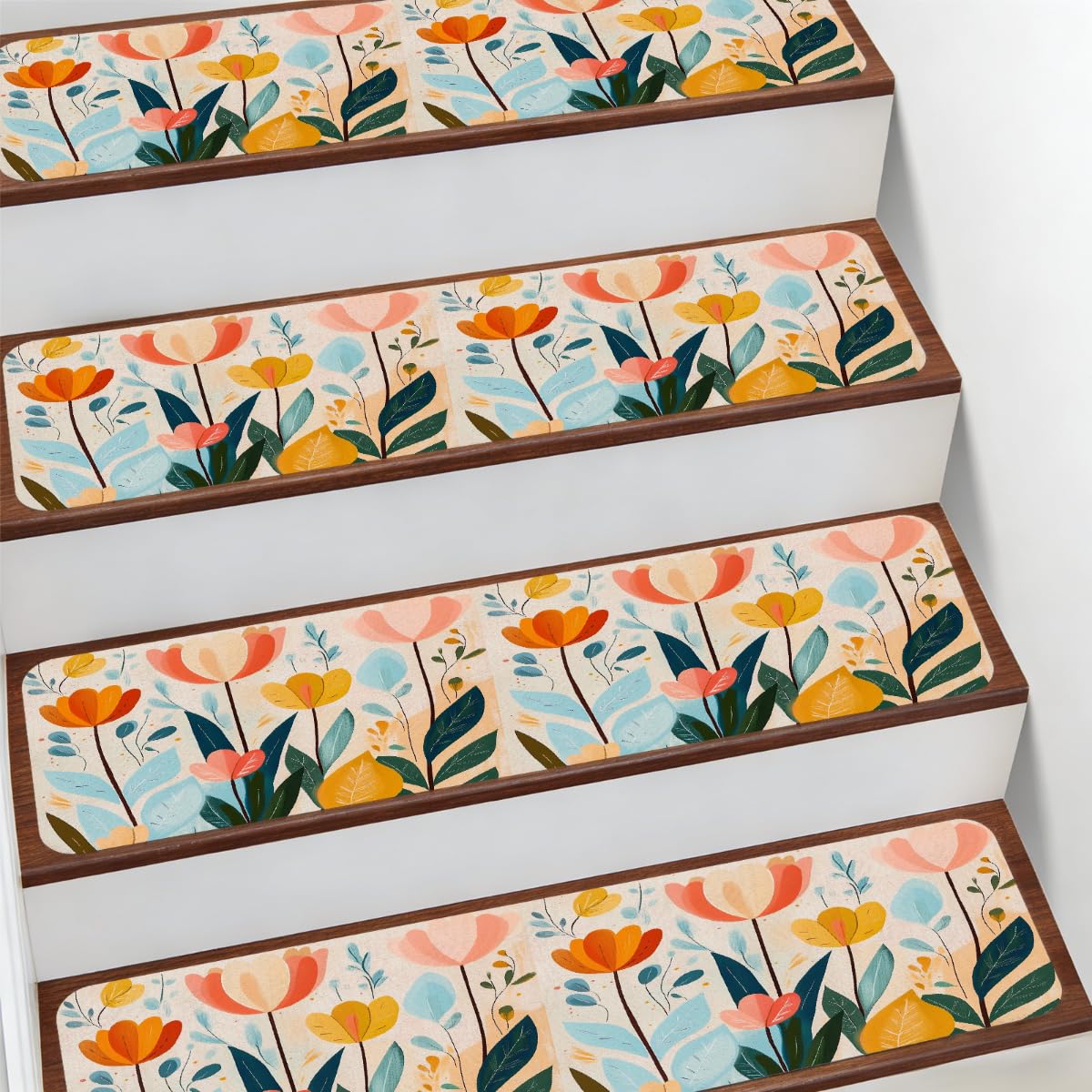 Protectores de escalera para interiores Mexpekil bohemio abstracto y floral