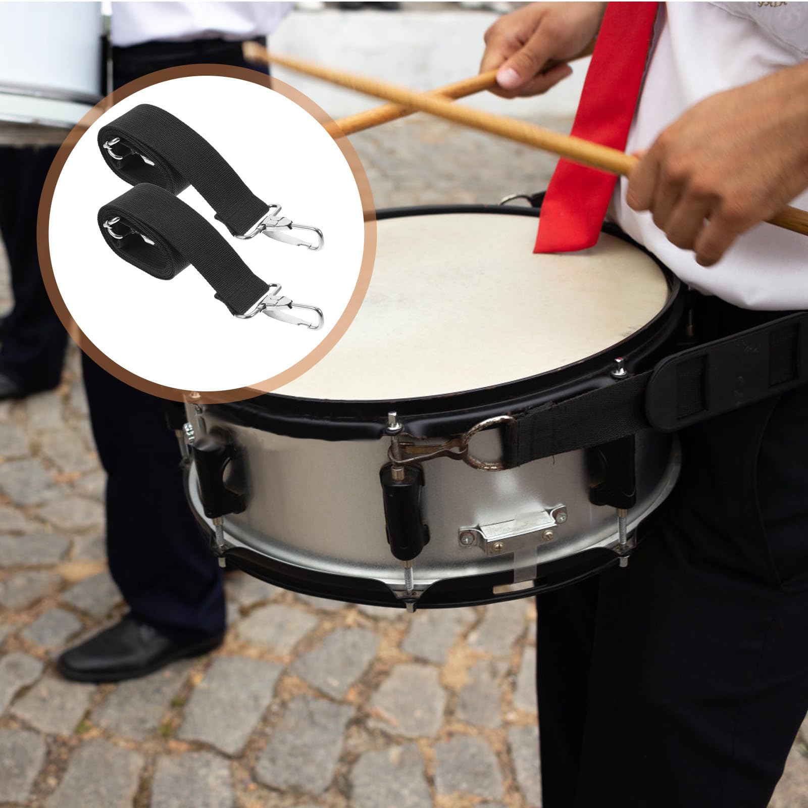 Correa Ajustable para Caja de Batería Negra de Poliéster 4 Piezas con Diseño Antideformación para Músicos Hombres y Mujeres en Marcha