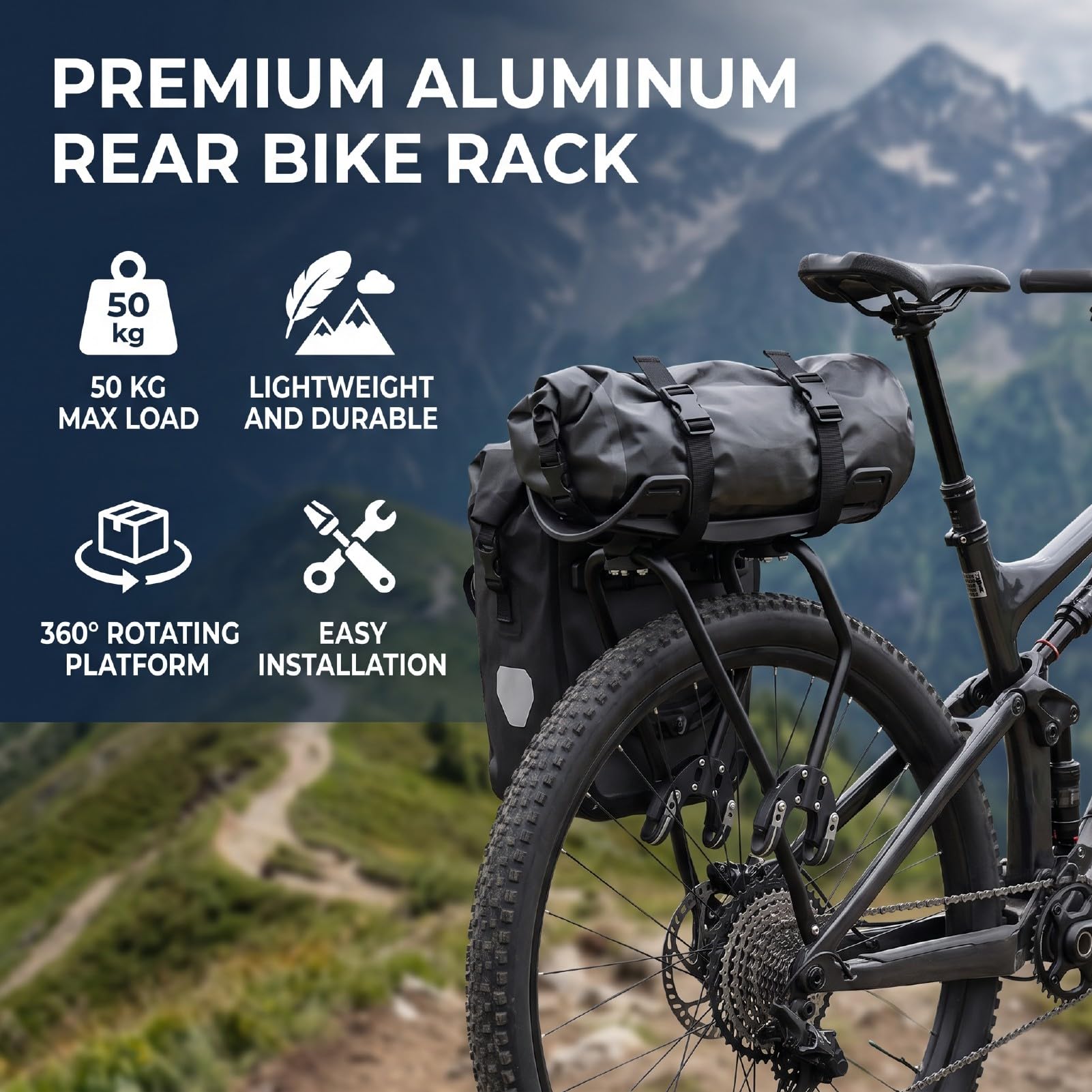 POENVFPO Portabicicletas Trasero para Bicicletas de Montaña y de Carretera,