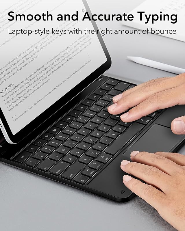 ESR Mágneses Billentyűzetes Tok iPad Air 13" (M3/M2) és Pro 12.9" Tablethez - Lebegő Állvány, RGB Háttérvilágítás, Multi-Touch Trackpad, Fek