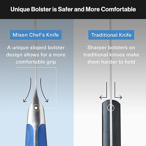 Miniatura 4 de Misen Ultimate - Cuchillo de chef de 8 pulgadas, cuchillo de cocina profesional, acero inoxidable japonés de alto carbono, hoja híbrida de estilo