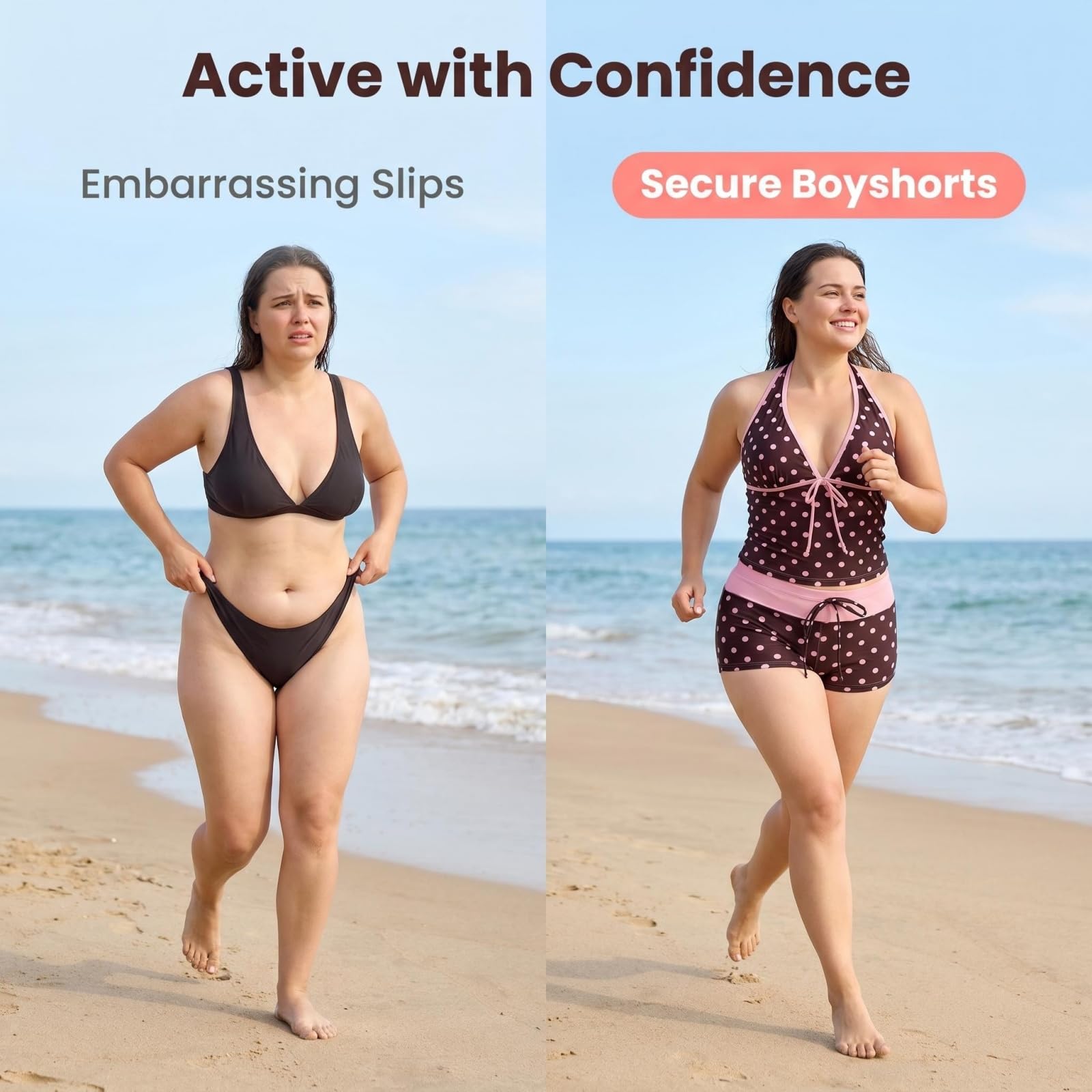 Generisch Damski kostium kąpielowy Polka-Dot-Tankini, Y2K, wiązany na szyi z szortami, letni, słodki strój kąpielowy w stylu retro na urlop na plaży
