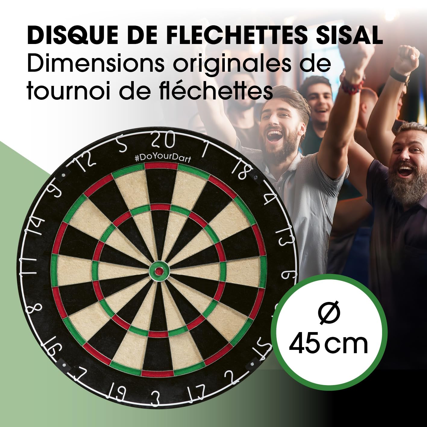 Cible de fléchettes | Kit Complet avec 6 fléchettes en Acier & Anneau de Protection | Éclairage LED optionnel | Fléchettes en Acier avec ailettes | Cible de Dart en sisal