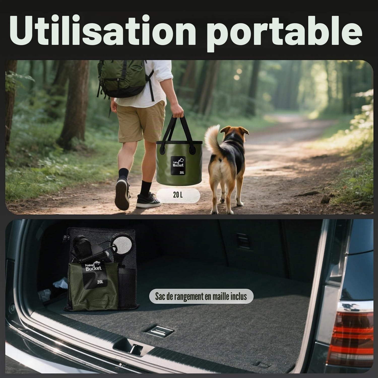 Goody King Douche Camping Portable avec Pompe Batterie 6000mAh – Kit Douche avec Seau Pliable 20L, Pommeau 3 Modes, Tuyau 2m, IPX7 Étanche, Charge USB-C – Douche Extérieure Camping Car Chien Jardin
