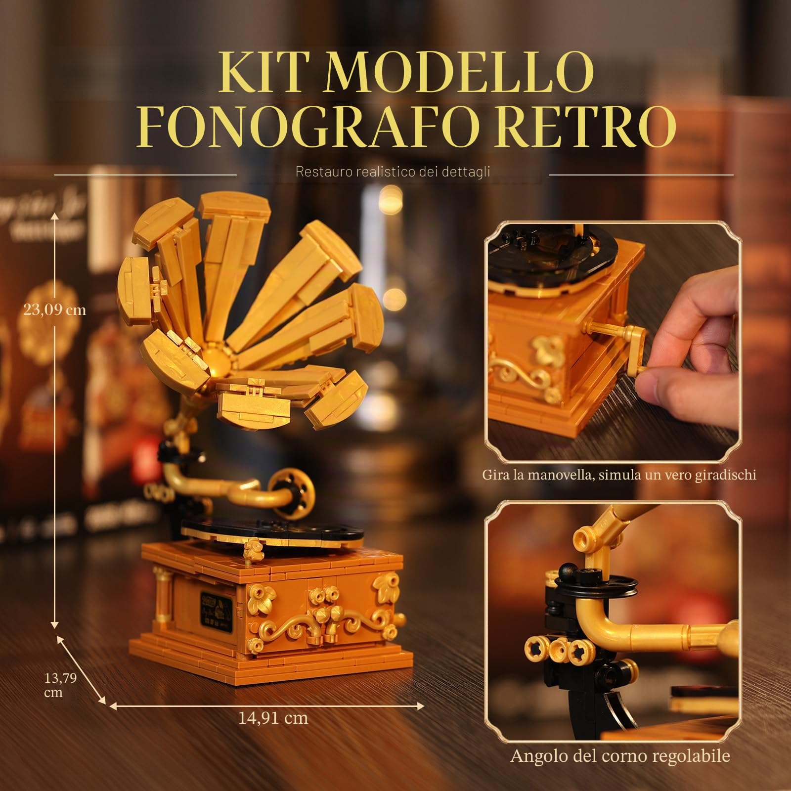 JMBricklayer Set di costruzione Giradischi Telefono Fotocamera, Retro 3 in 1 Modellino Giocattoli (20039), Modello di Display Vintage, Regali Unici per Adulti e Adolescenti