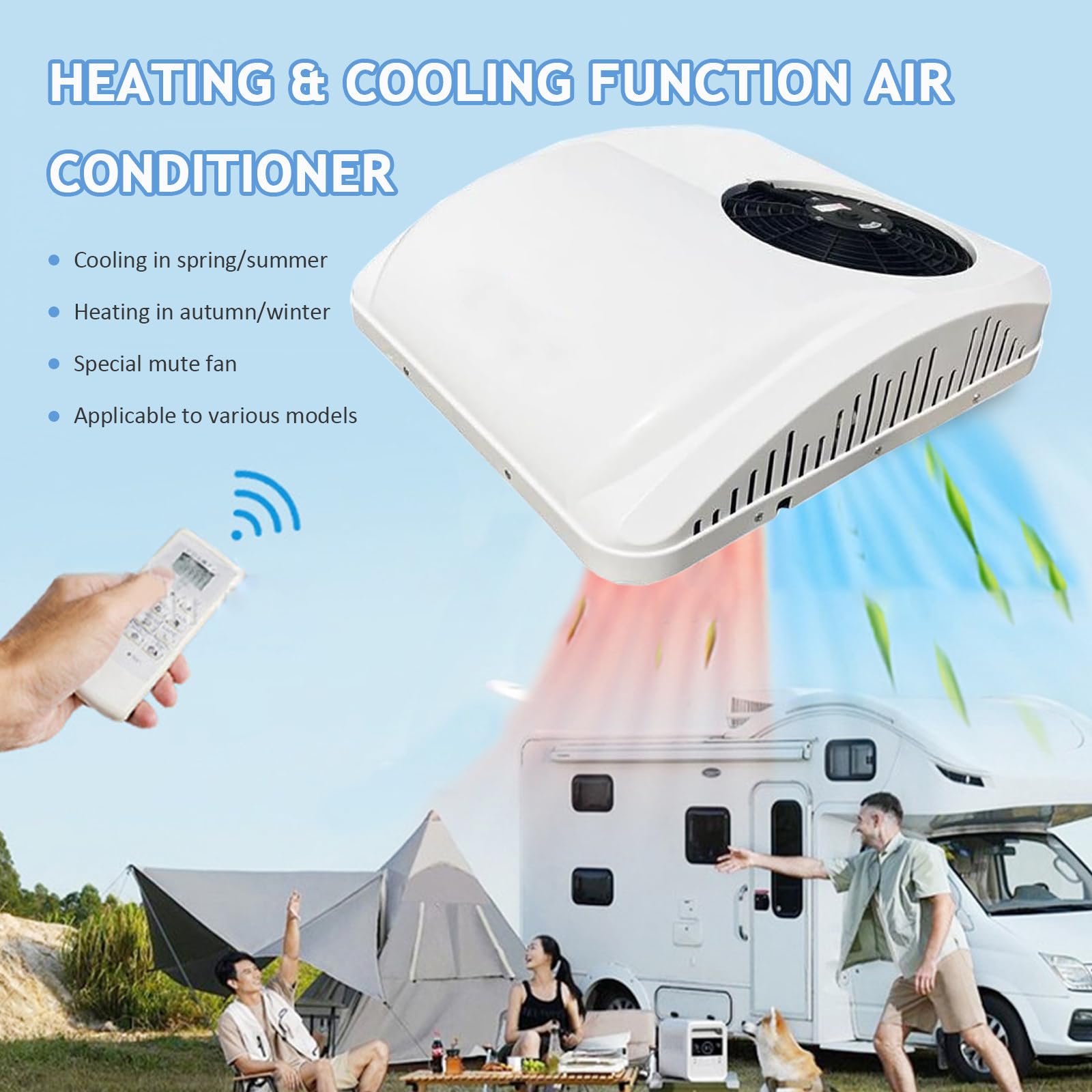 Condizionatore D'aria per Camper 12V-220V CC, Condizionatore D'aria per Tetto Camper con Funzioni Raffreddamento E Riscaldamento, unità CA RV per Camper Bus Camion Veicolo Autocaravan,220V
