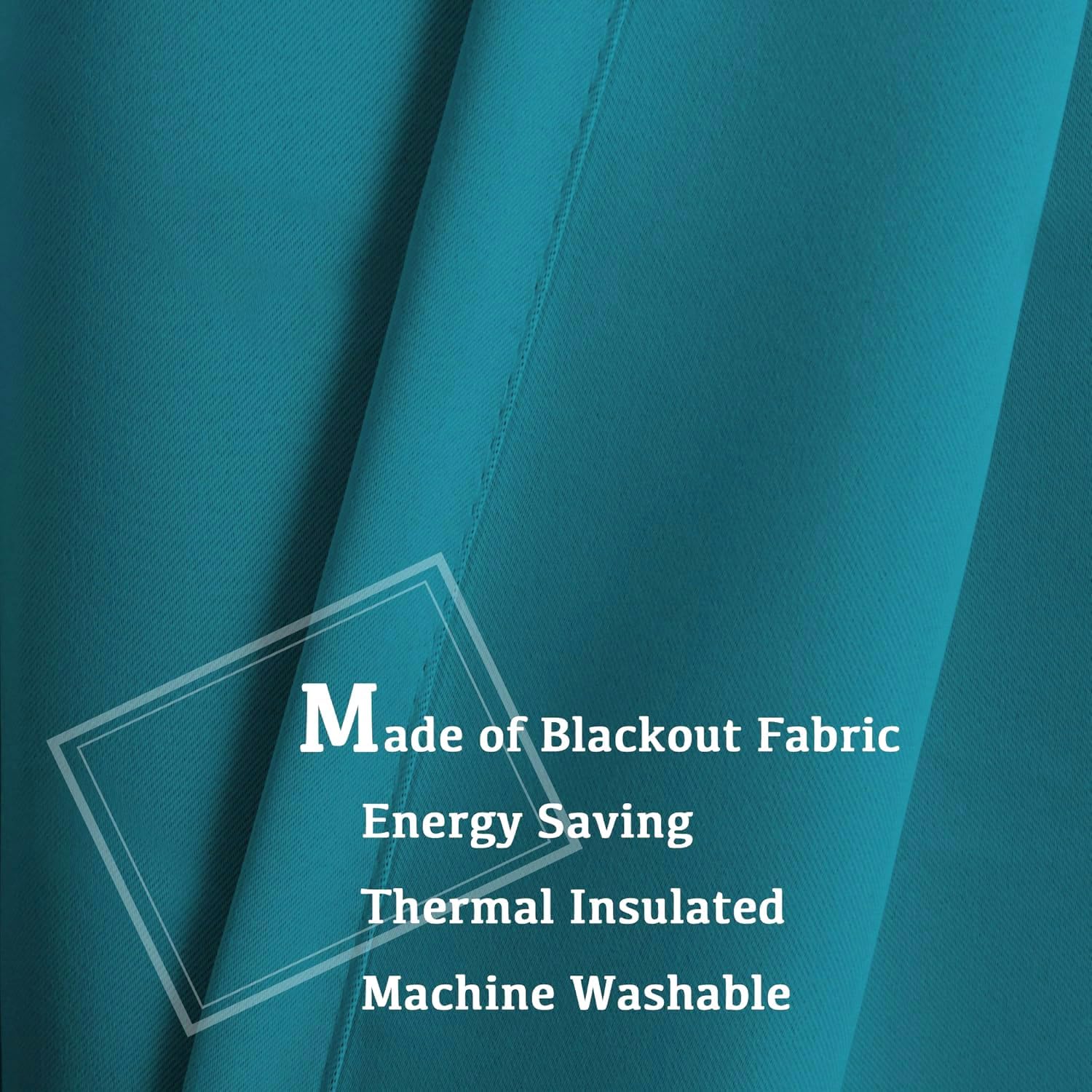 Turquoize Teal Blackout Window Drapes Room Darkening Themal Insulated Grommet/Eyelet Top Nursery/Living Room Curtains for Bedroom/Living Room Each Panel 42 in X 63 in (W X L) (Set of 2 Panels) - Image 3