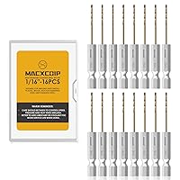 Vista 1 de Juego de Brocas de Vástago Hexagonal, 16 Piezas Brocas Helicoidales de Titanio HSS de 1/16" para Chapa Metálica, Madera, Plástico, Diseño de Cambio