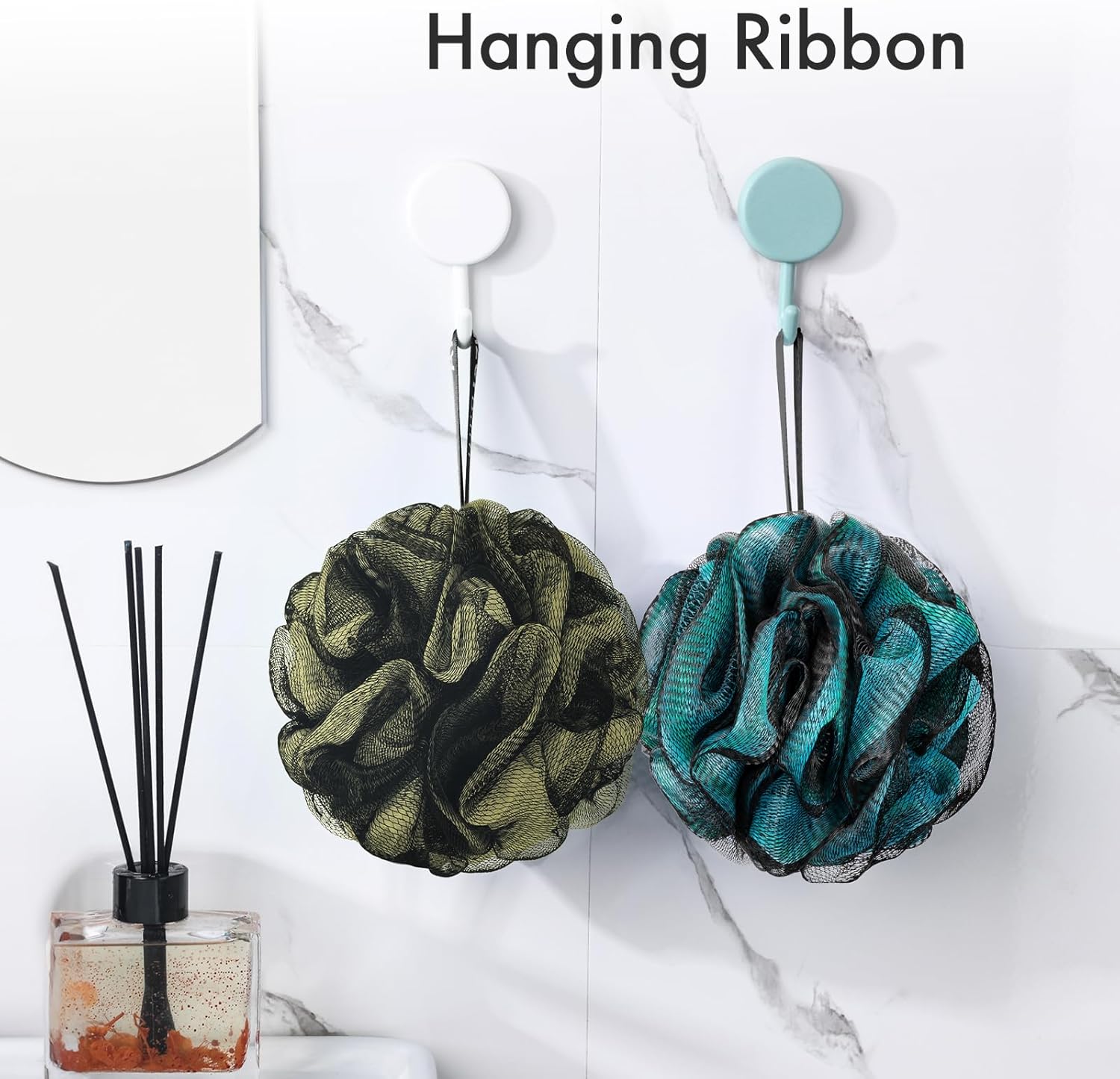 AmazerBath Charcoal Loofah Sponge, Large Shower Loofah 75g/PCS - Body Scrubber Loofa Set of 4 - Charcoal Blue, Gray, Pink & Army Green, Bath Sponge for Men and Women - Image 6